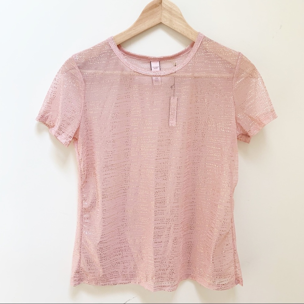 Victoria's Secret sheer light pink & gold top S - Picture 2 of 5